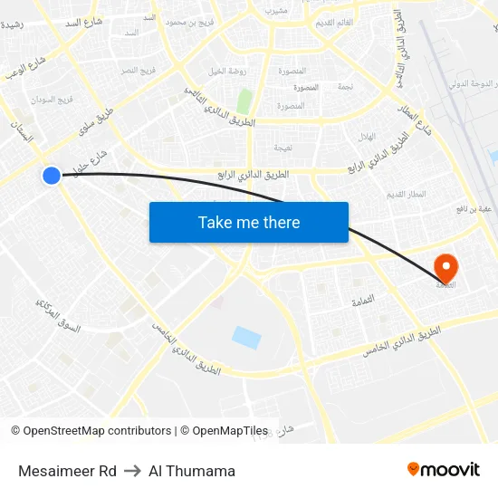 Mesaimeer Rd to Al Thumama map