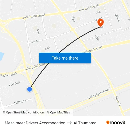 Mesaimeer Drivers Accomodation to Al Thumama map