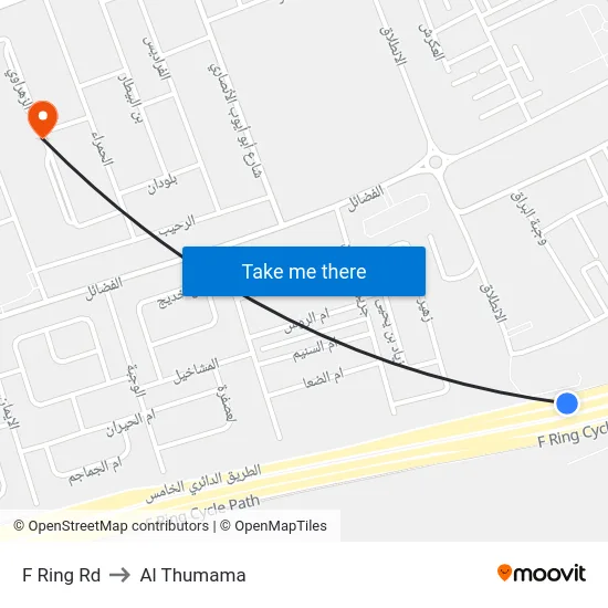 F Ring Rd to Al Thumama map