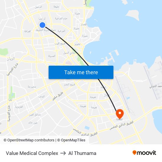 Value Medical Complex to Al Thumama map