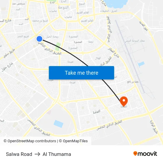 Salwa Road to Al Thumama map