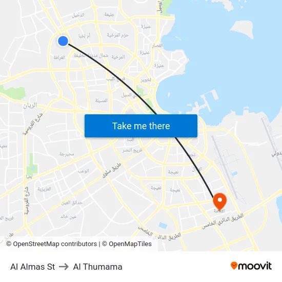 Al Almas St to Al Thumama map