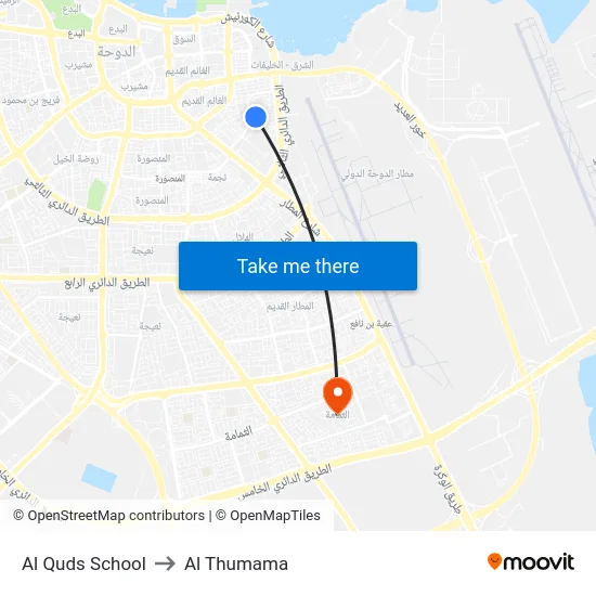 Al Quds School to Al Thumama map