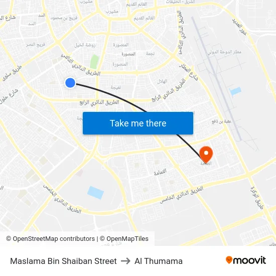 Maslama Bin Shaiban Street to Al Thumama map