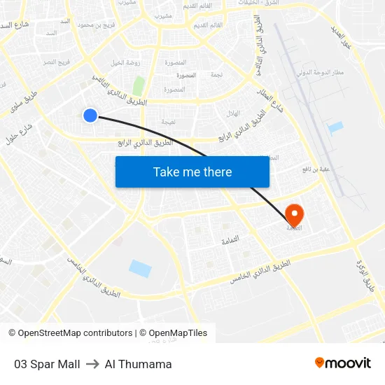 03 Spar Mall to Al Thumama map