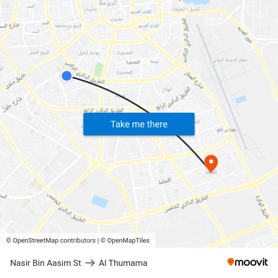 Nasir Bin Aasim St to Al Thumama map