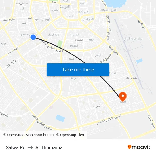 Salwa Rd to Al Thumama map