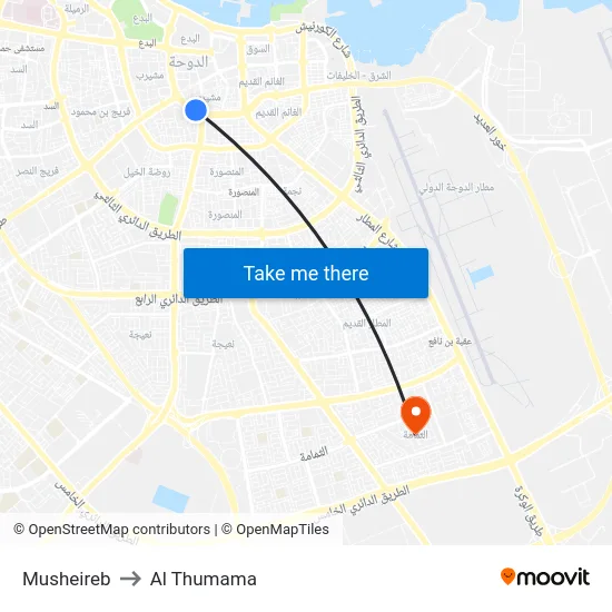 Musheireb to Al Thumama map