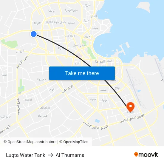 Luqta Water Tank to Al Thumama map