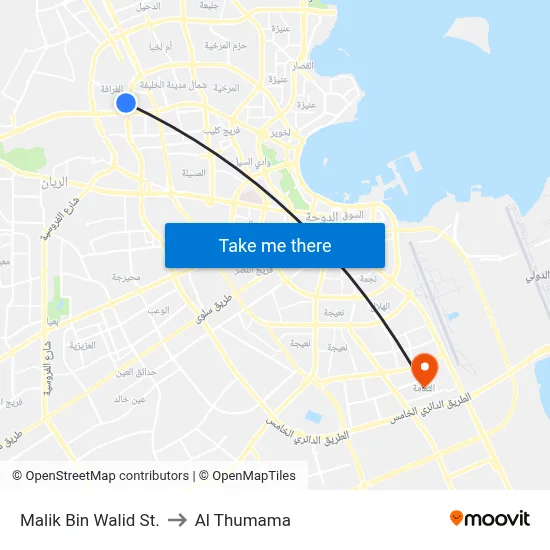 Malik Bin Walid St. to Al Thumama map