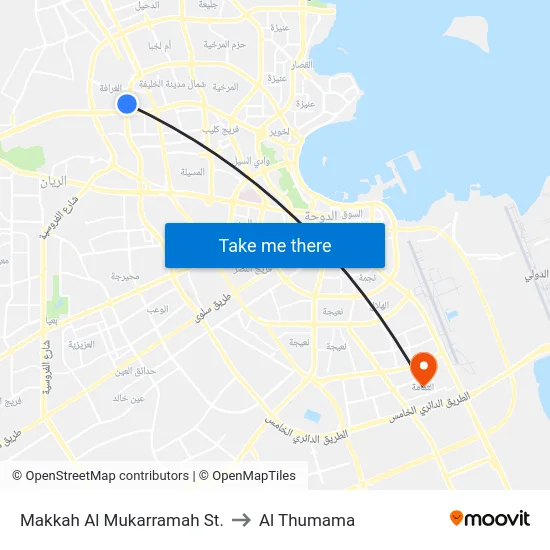 Makkah Al Mukarramah St. to Al Thumama map
