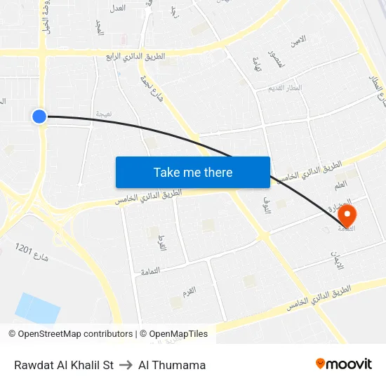 Rawdat Al Khalil Street to Al Thumama map