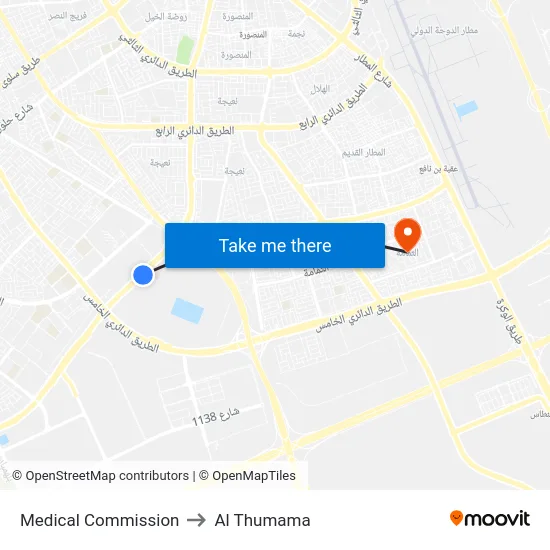 Medical Commission to Al Thumama map