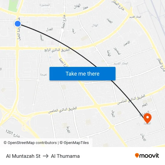 Al Muntazah St to Al Thumama map