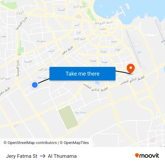 Jery Fatma St to Al Thumama map