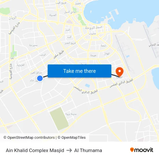Ain Khalid Complex Masjid to Al Thumama map