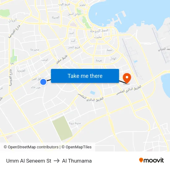 Umm Al Seneem St to Al Thumama map