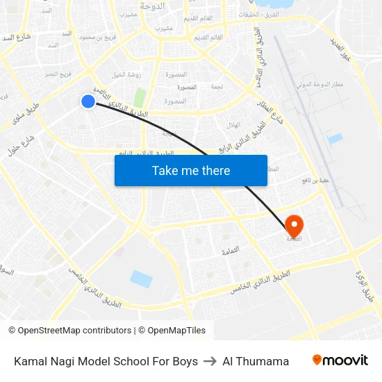 Kamal Nagi Model School For Boys to Al Thumama map
