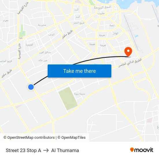 Street 23 Stop A to Al Thumama map