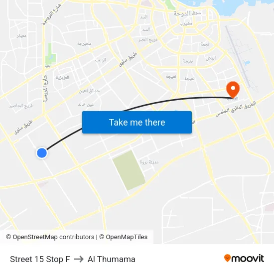 Street 15 Stop F to Al Thumama map