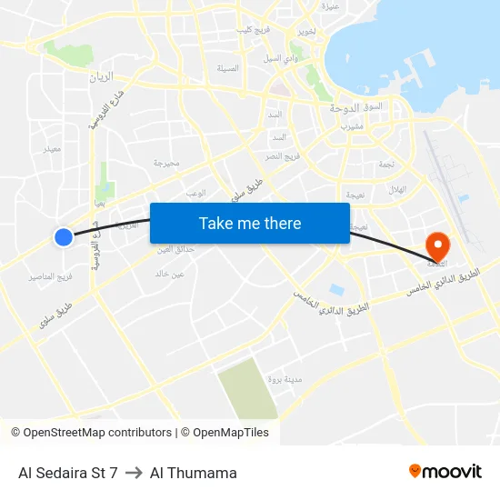 Al Sedaira St 7 to Al Thumama map