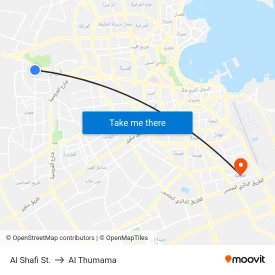Al Shafi St. to Al Thumama map