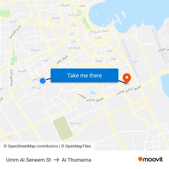 Umm Al Seneem St to Al Thumama map