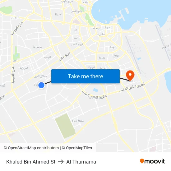 Khaled Bin Ahmed St to Al Thumama map