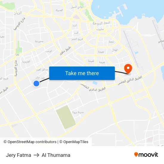 Jery Fatma to Al Thumama map