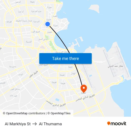 Al Markhiya St to Al Thumama map