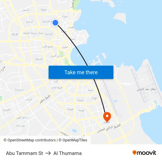 Abu Tammam St to Al Thumama map