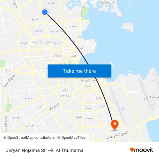 Jeryan Nejaima St to Al Thumama map