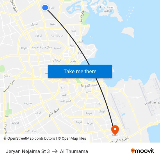 Jeryan Nejaima St 3 to Al Thumama map