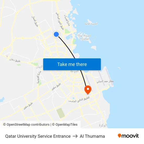 Qatar University Service Entrance to Al Thumama map