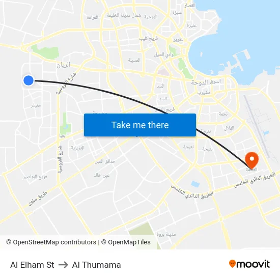 Al Elham St to Al Thumama map