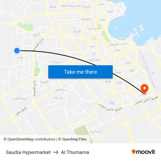 Saudia Hypermarket to Al Thumama map