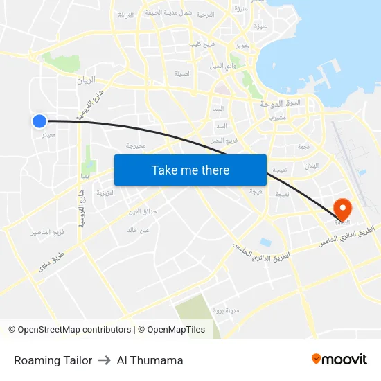 Roaming Tailor to Al Thumama map
