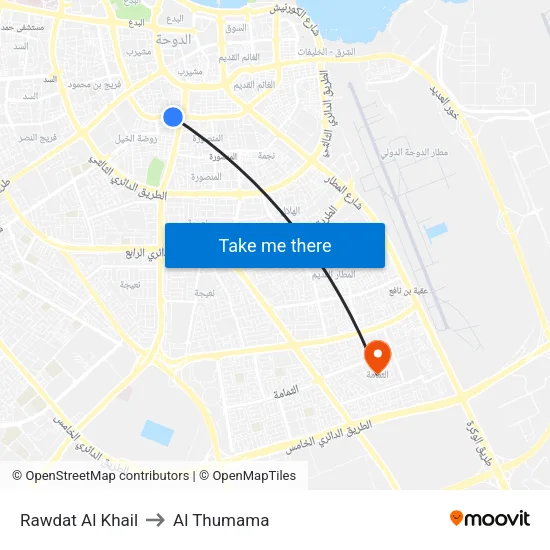 Rawdat Al Khail to Al Thumama map