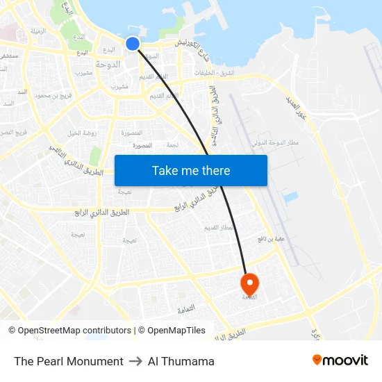 The Pearl Monument to Al Thumama map