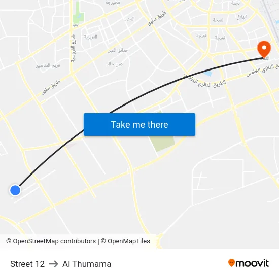 Street 12 to Al Thumama map