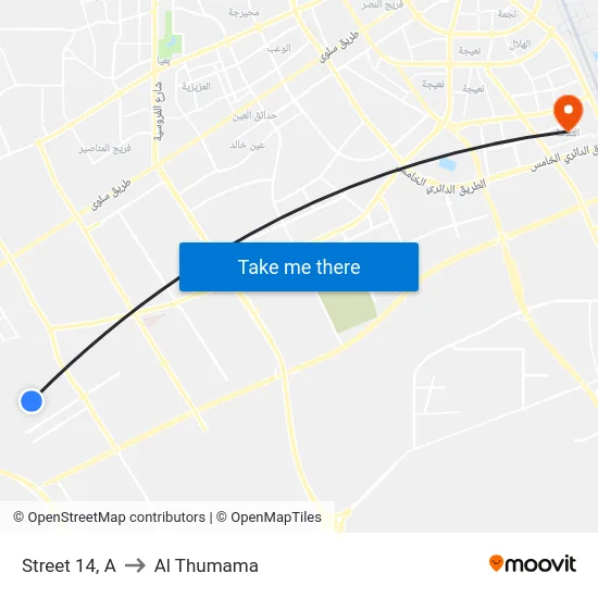 Street 14, A to Al Thumama map