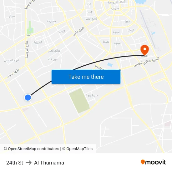 24th St to Al Thumama map