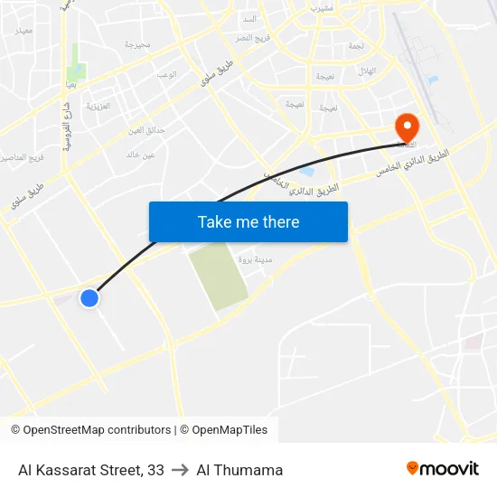 Al Kassarat Street, 33 to Al Thumama map