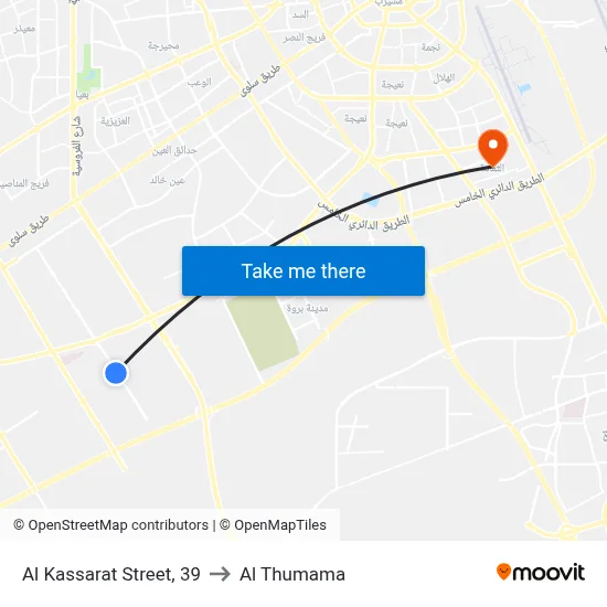 Al Kassarat Street, 39 to Al Thumama map