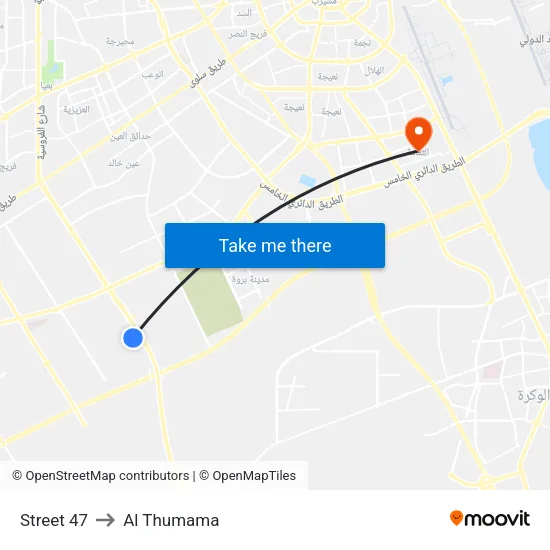 Street 47 to Al Thumama map