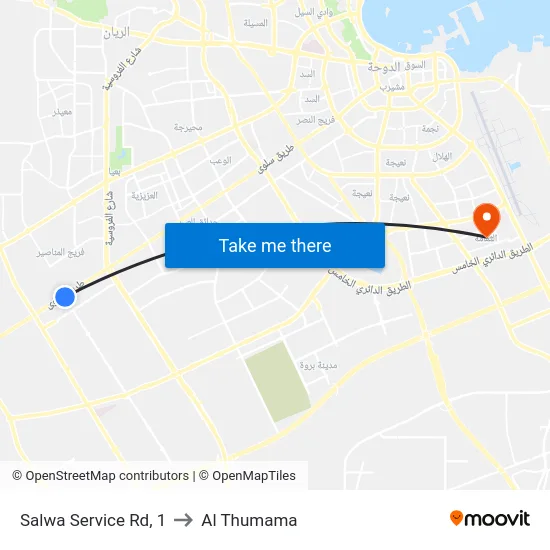 Salwa Service Rd, 1 to Al Thumama map