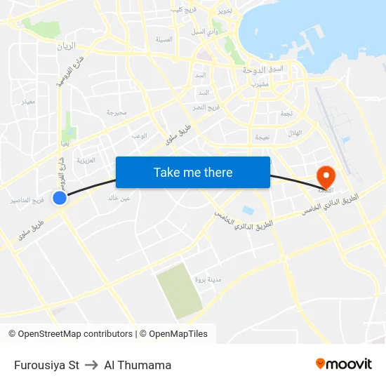 Furousiya St to Al Thumama map