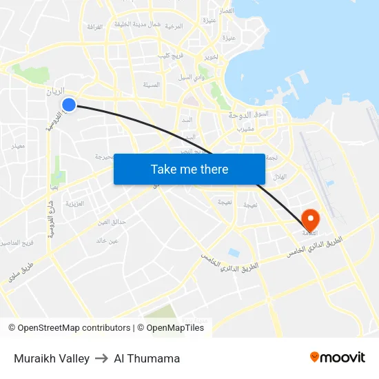 Muraikh Valley to Al Thumama map