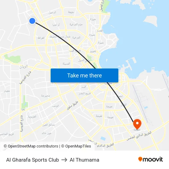 Al Gharafa Sports Club to Al Thumama map
