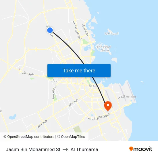 Jasim Bin Mohammed St to Al Thumama map